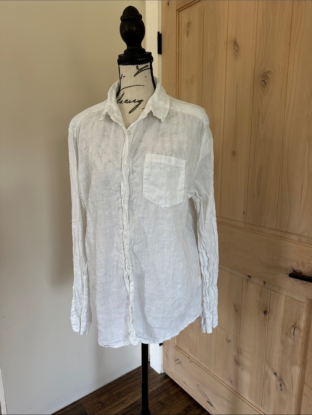 100% linen Marshall White Linen Button-Down Shirt